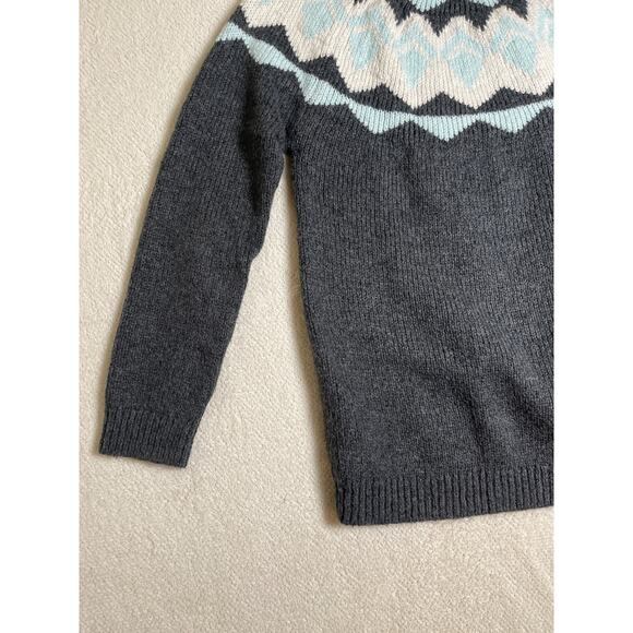 Banana Republic Women's Preppy Gorpcore Knit Tick Chunky Diamond Sweater Gray M - Picture 4 of 8